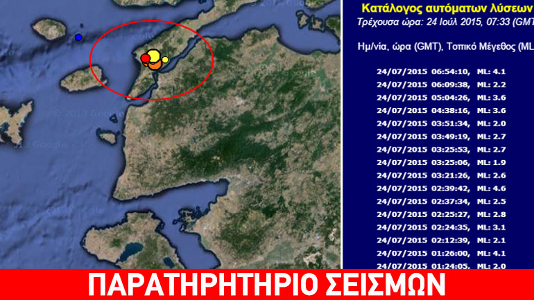 Σεισμική δόνηση 4,2R ανατολικά της Σαμοθράκης